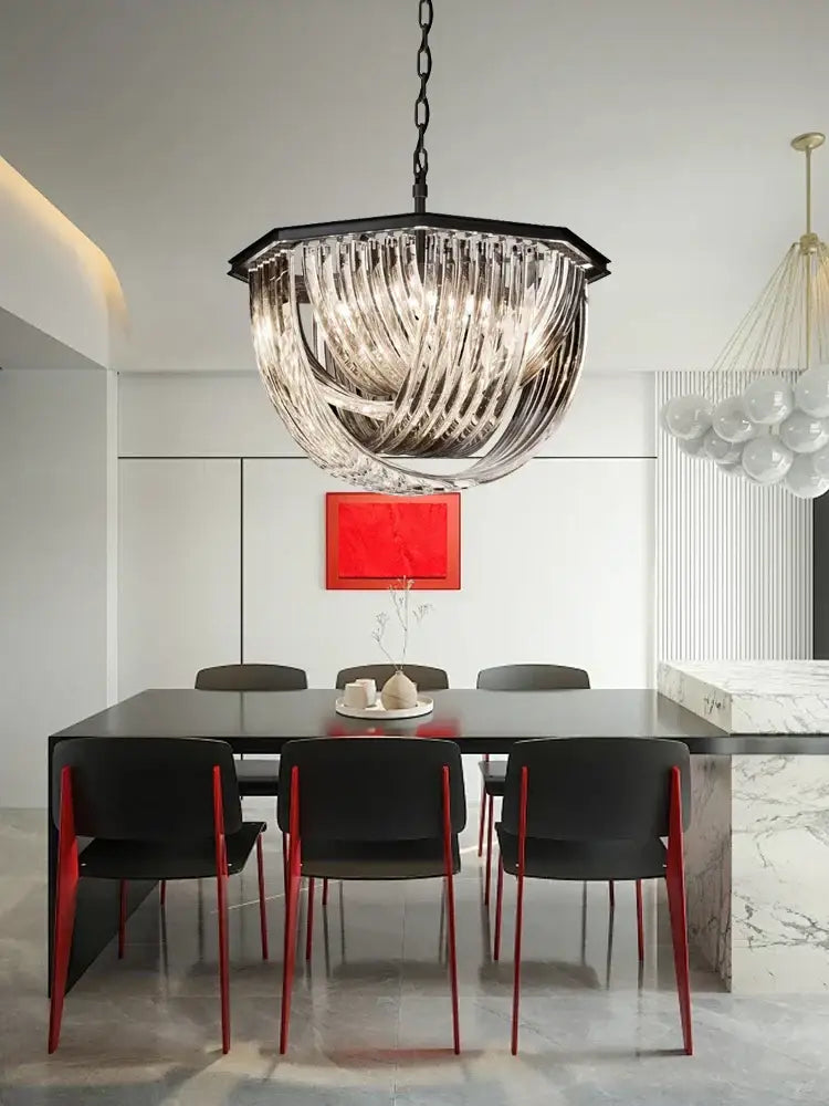 Modern gold crystal glass pendant lights dining room chandelier