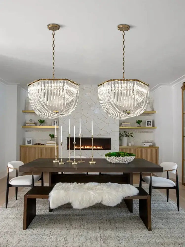 Modern gold crystal glass pendant lights dining room chandelier