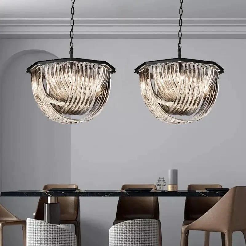 Modern gold crystal glass pendant lights dining room chandelier