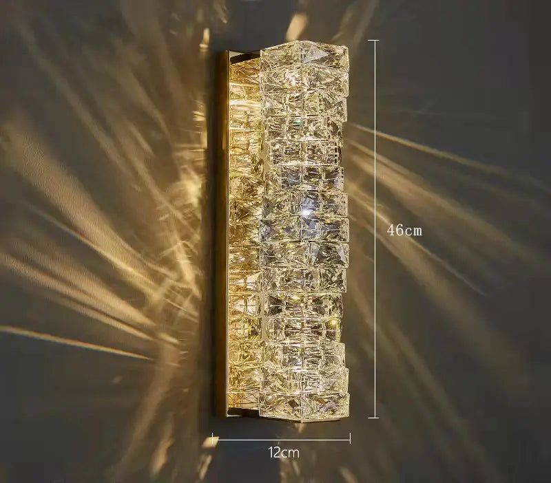 Modern gold crystal glass wall sconce for bedroom warm glow light