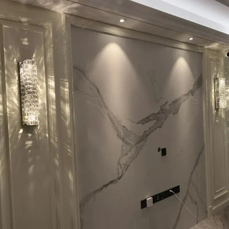 Modern gold crystal glass wall sconce for bedroom warm glow light