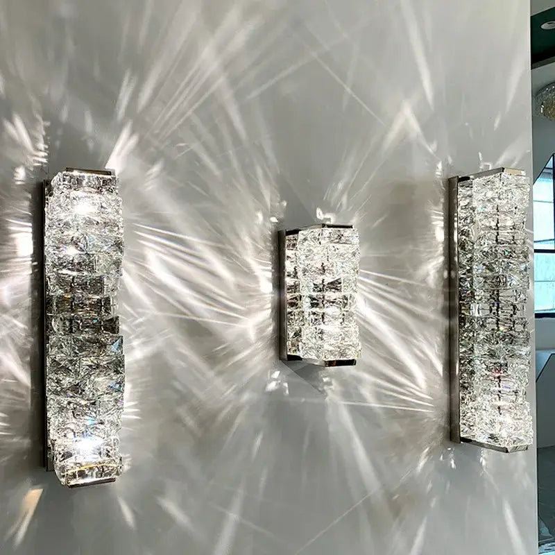 Modern gold crystal glass wall sconce for bedroom warm glow light