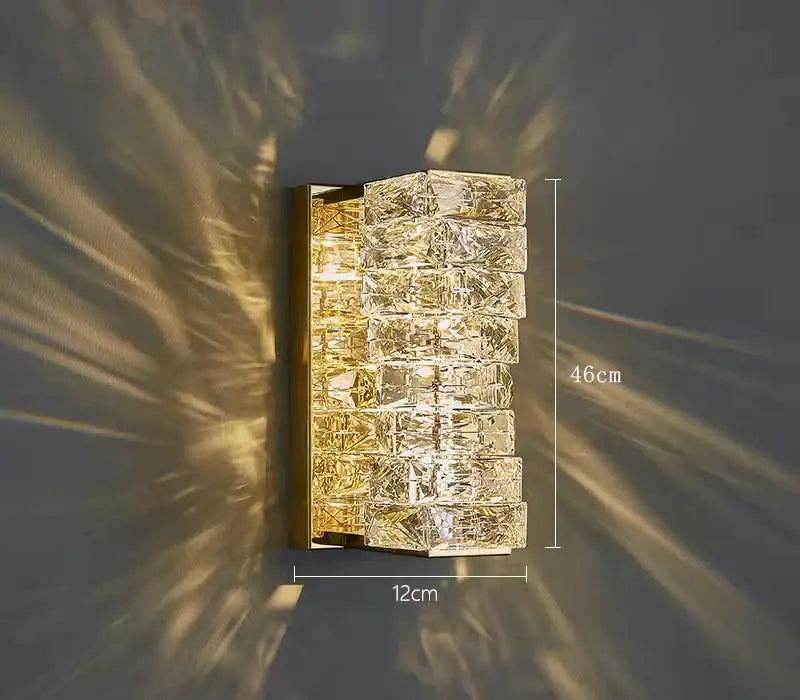 Modern gold crystal glass wall sconce for bedroom warm glow light