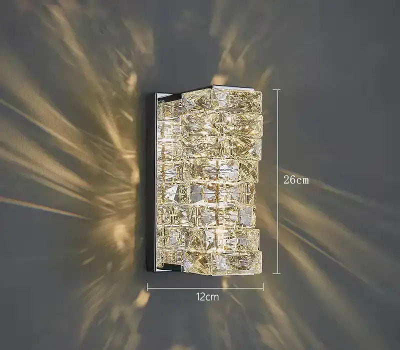 Modern gold crystal glass wall sconce for bedroom warm glow light