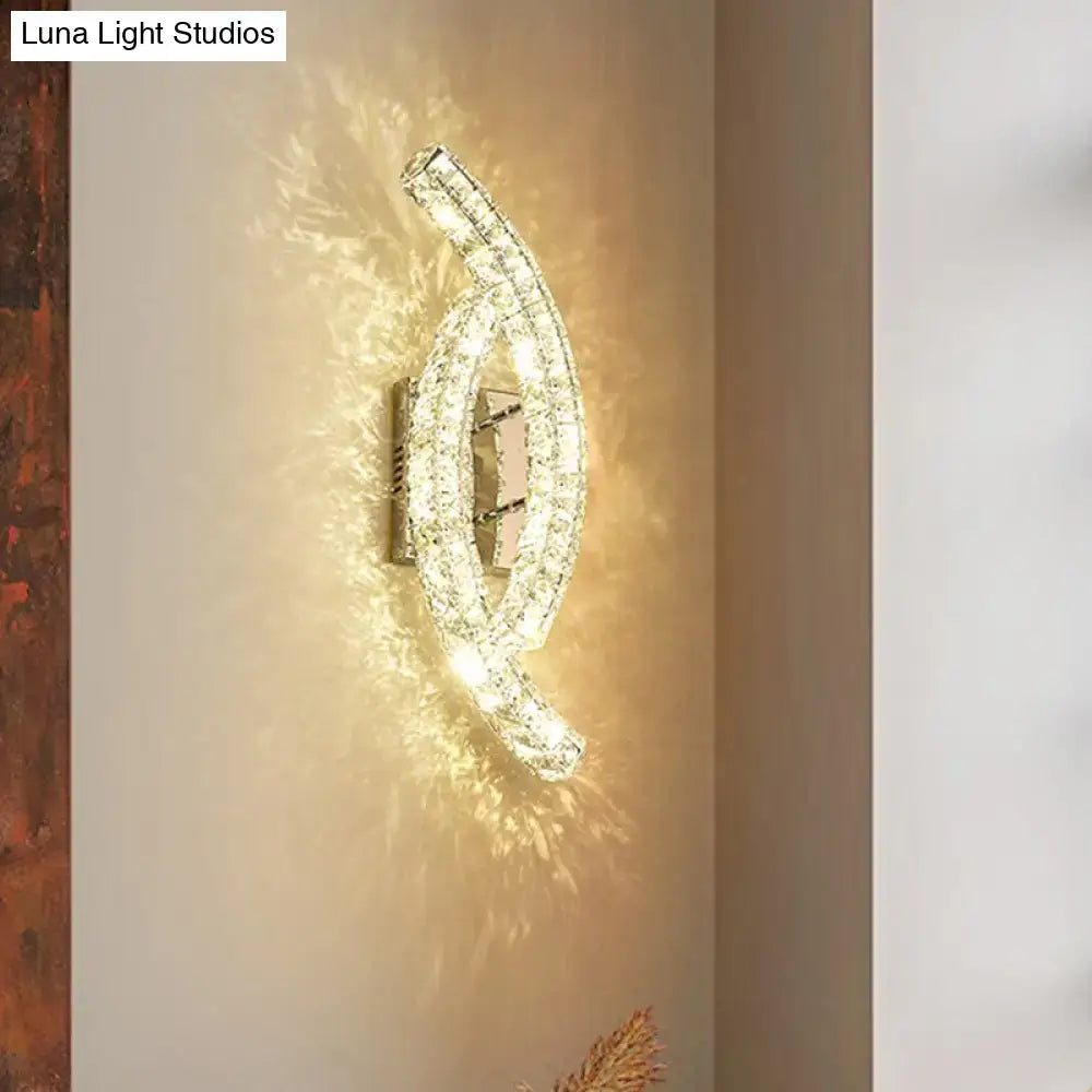 Modern gold crystal leaf wall light living room sconce