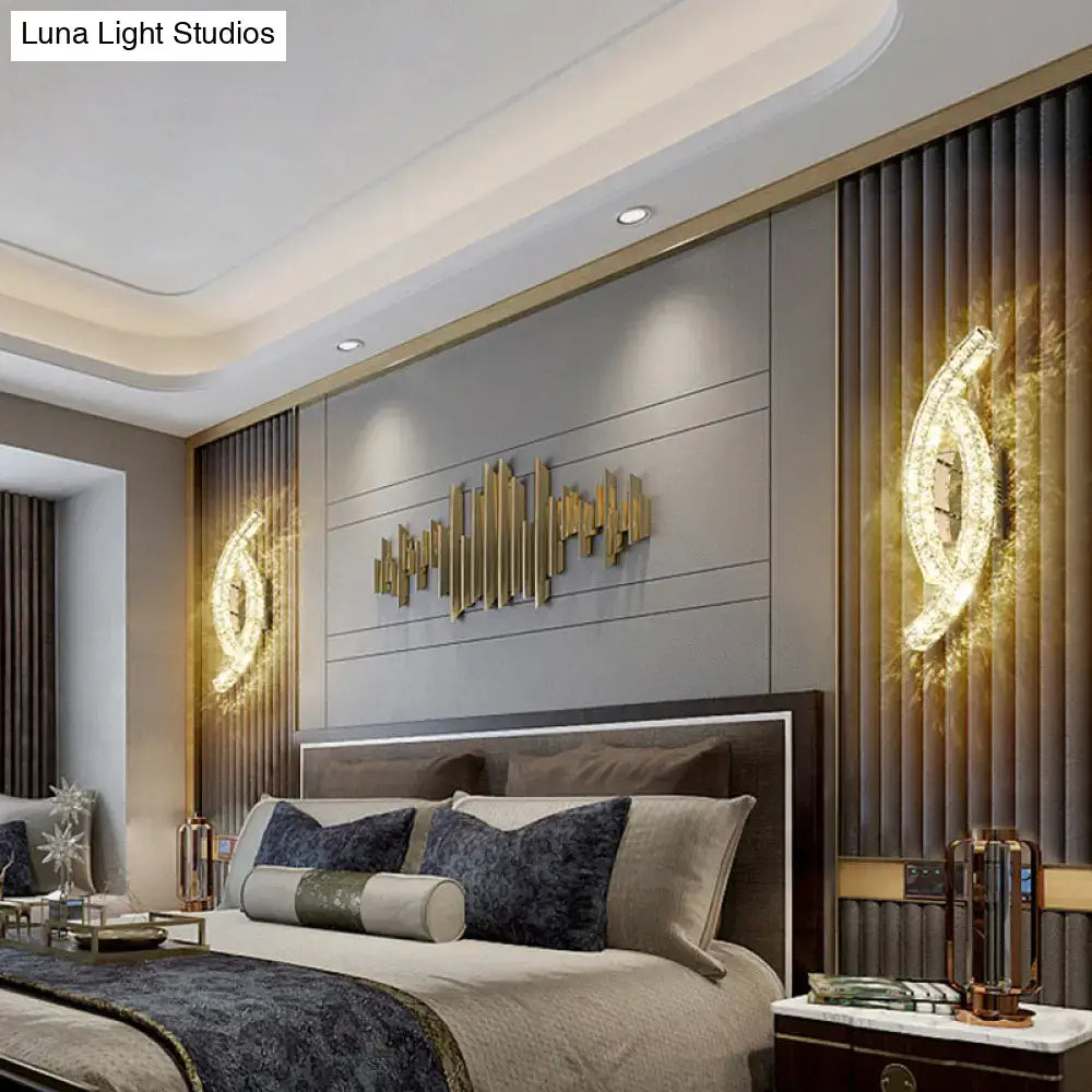 Modern gold crystal leaf wall light living room sconce