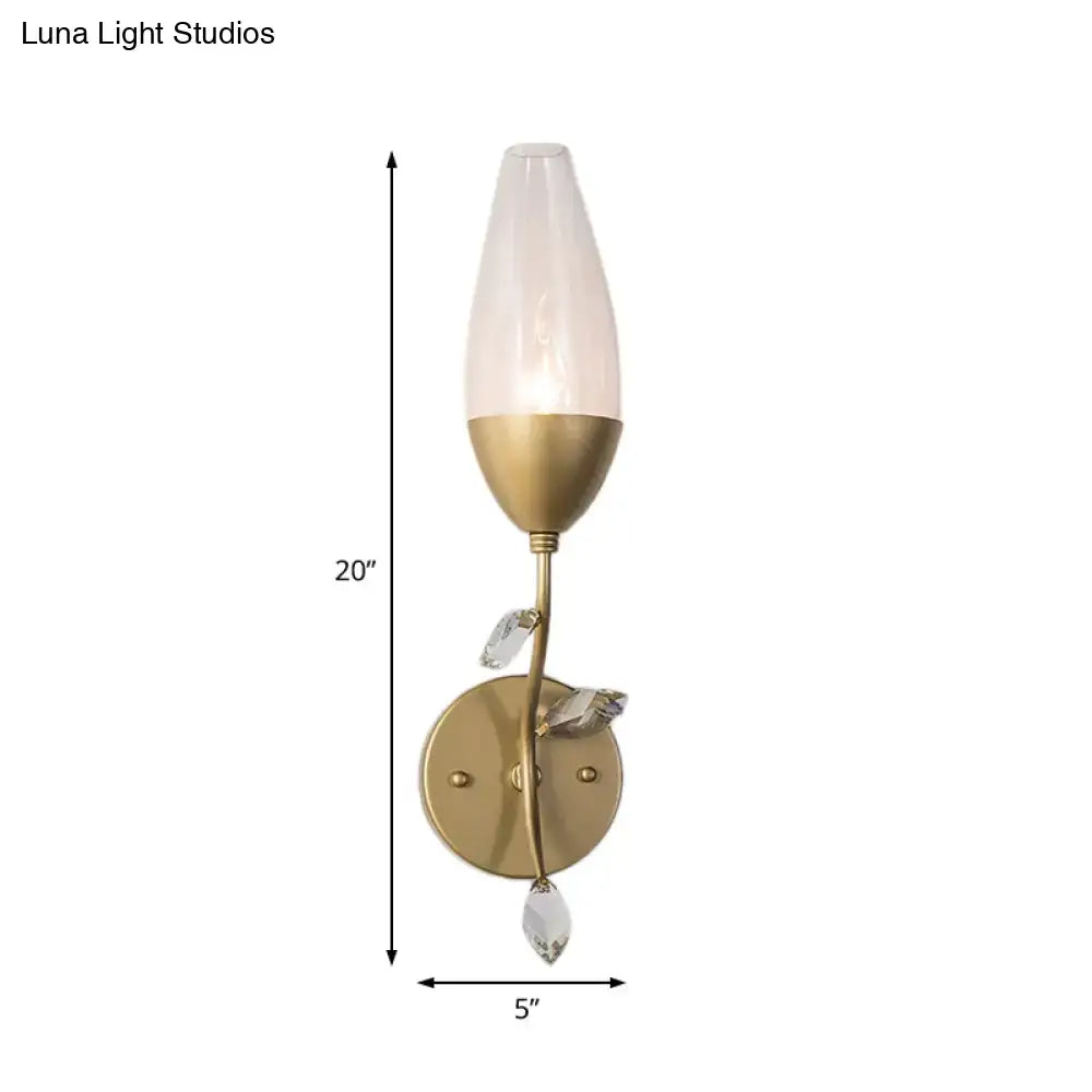 Modern gold crystal leaf wall sconce bedroom light