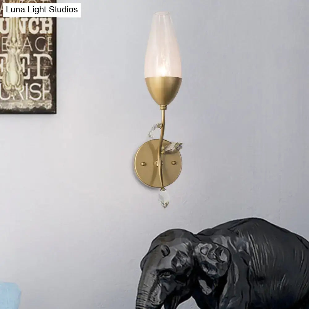 Modern gold crystal leaf wall sconce bedroom light