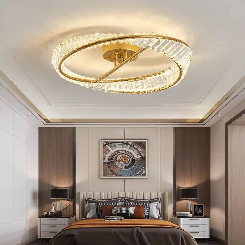 Modern gold crystal led chandelier ceiling light for living room