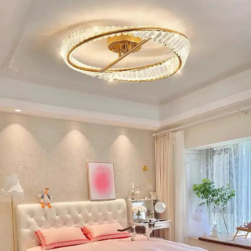 Modern gold crystal led chandelier ceiling light for living room