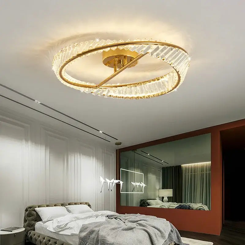 Modern gold crystal led chandelier ceiling light for living room