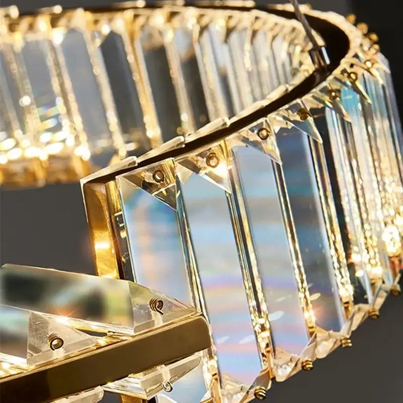 Modern gold crystal led chandelier dining room ceiling light