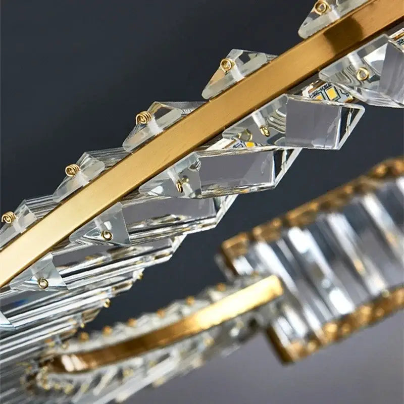 Modern gold crystal led chandelier dining room ceiling light