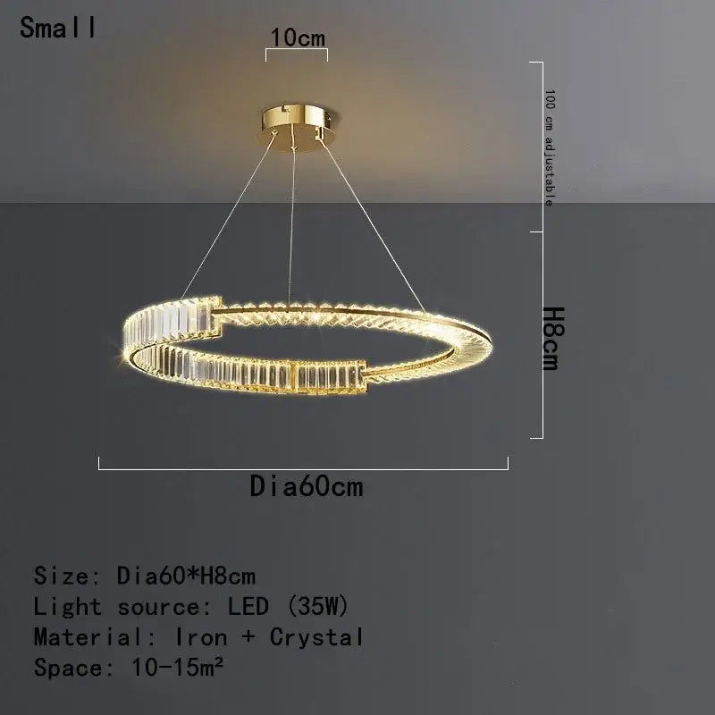Modern gold crystal led chandelier dining room ceiling light