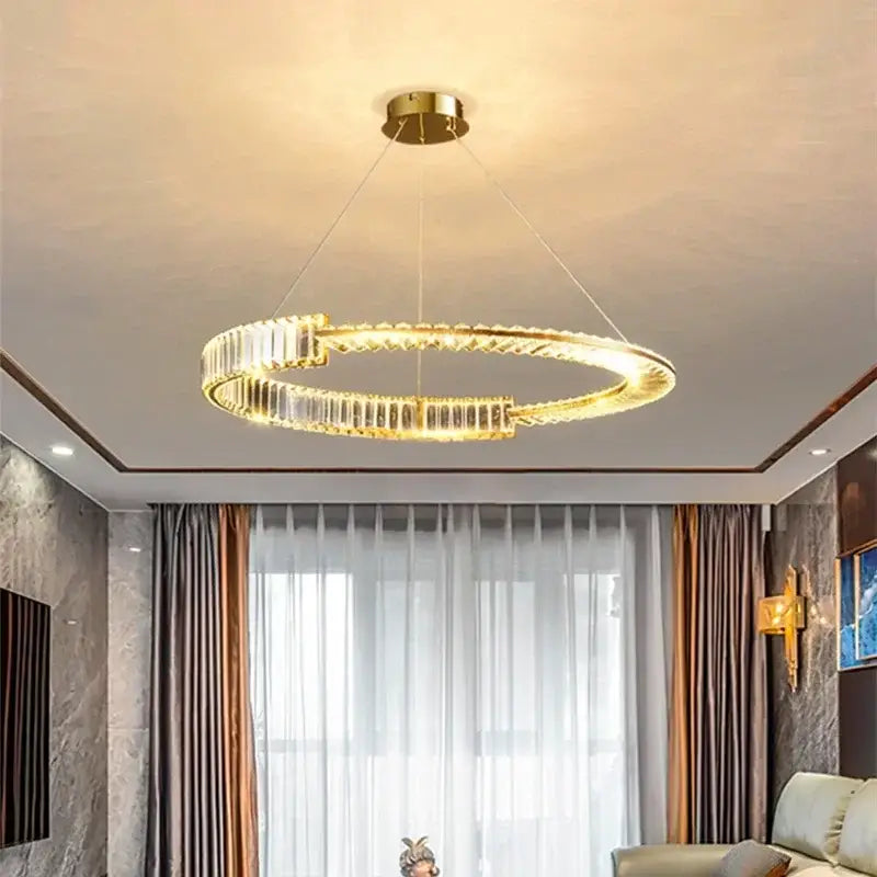 Modern gold crystal led chandelier dining room ceiling light