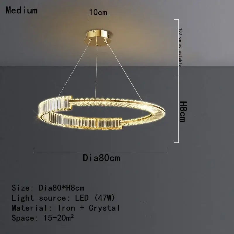Modern gold crystal led chandelier dining room ceiling light
