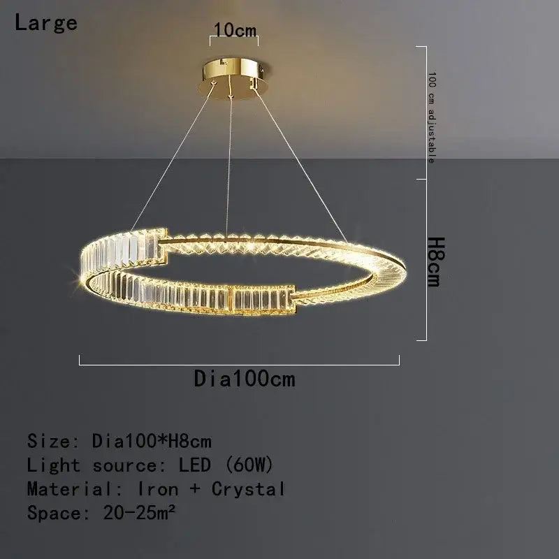 Modern gold crystal led chandelier dining room ceiling light