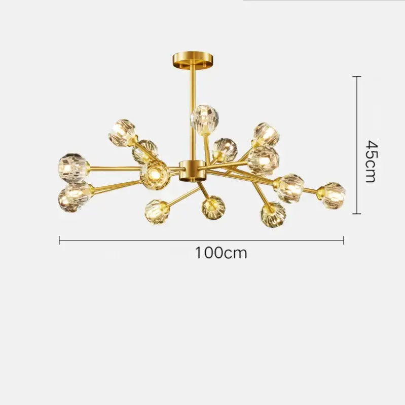 Modern gold crystal led chandelier dining room sphere light