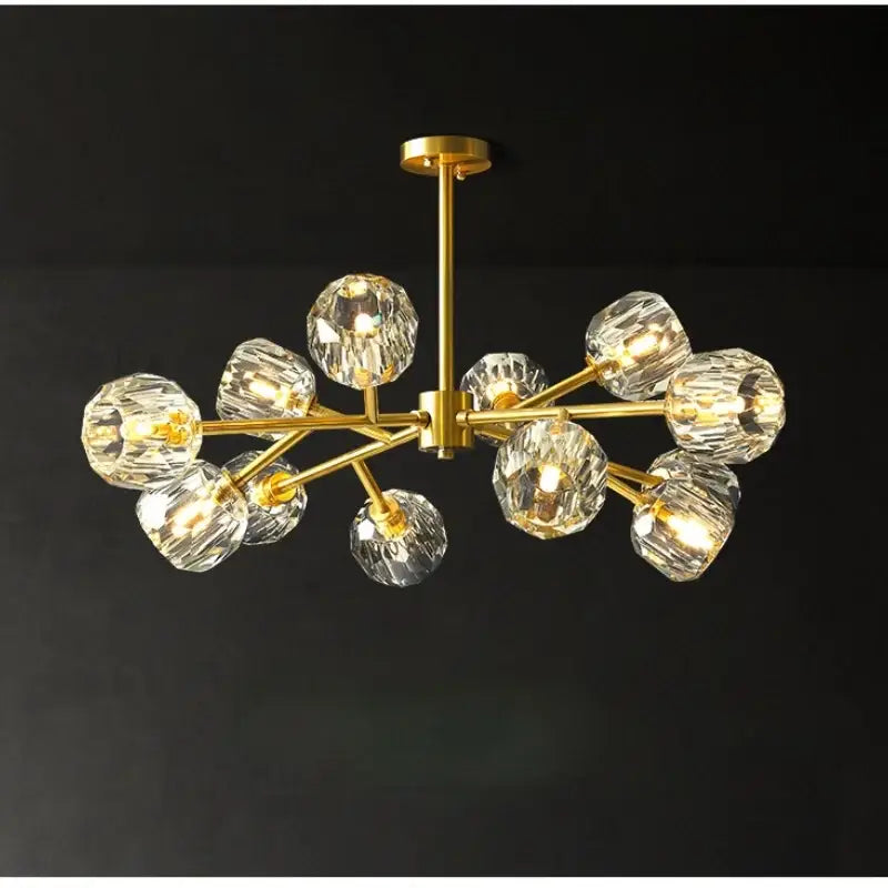 Modern gold crystal led chandelier dining room sphere light