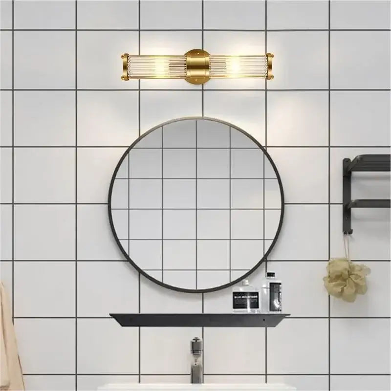 Modern gold crystal led wall lamp bedroom glass rod sconce