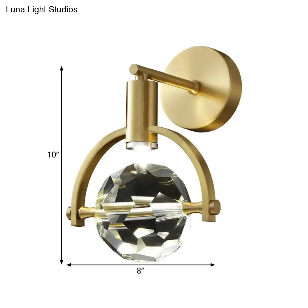 Modern gold crystal led wall lamp bedroom sconce
