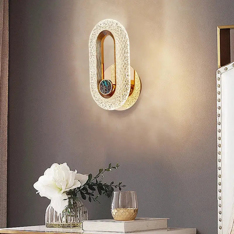 Modern gold crystal led wall lamp living room sconce