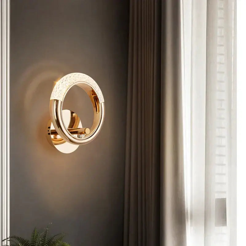 Modern gold crystal led wall lamp living room sconce