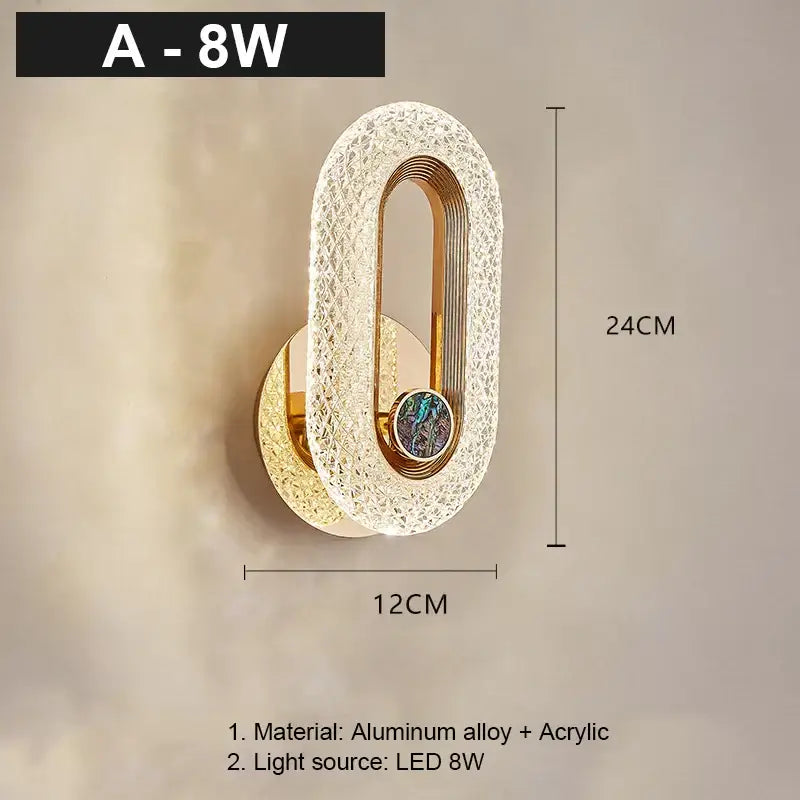 Modern gold crystal led wall lamp living room sconce