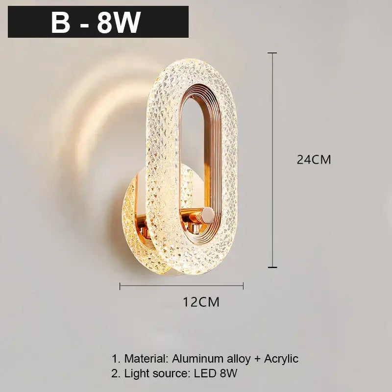 Modern gold crystal led wall lamp living room sconce