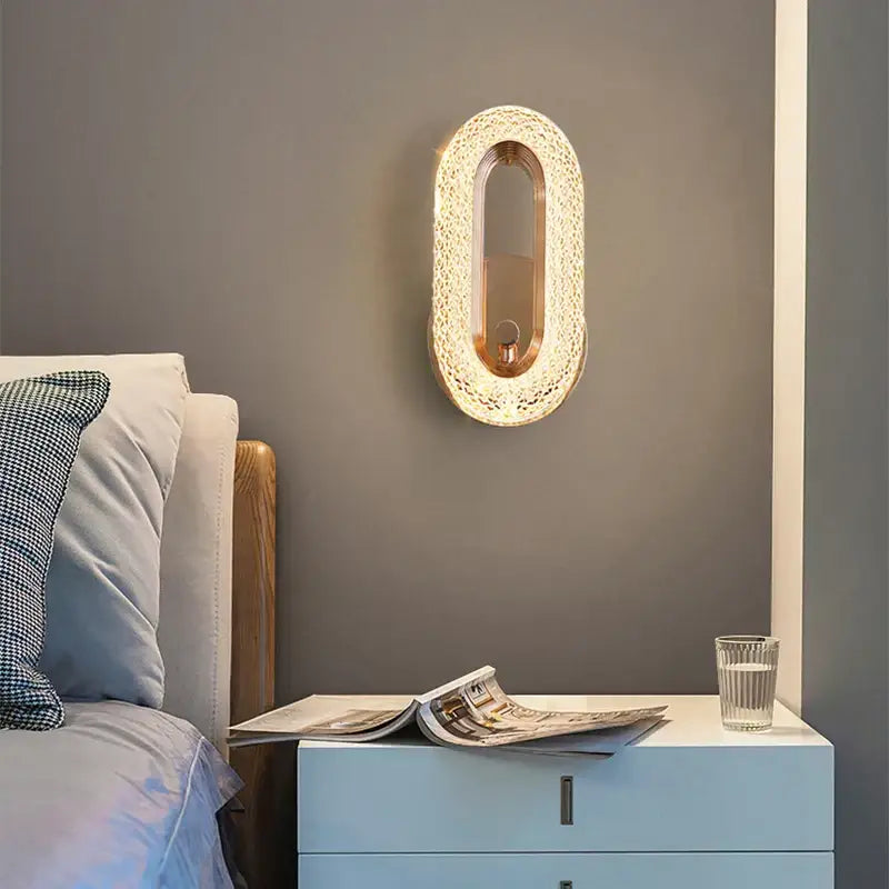 Modern gold crystal led wall lamp living room sconce