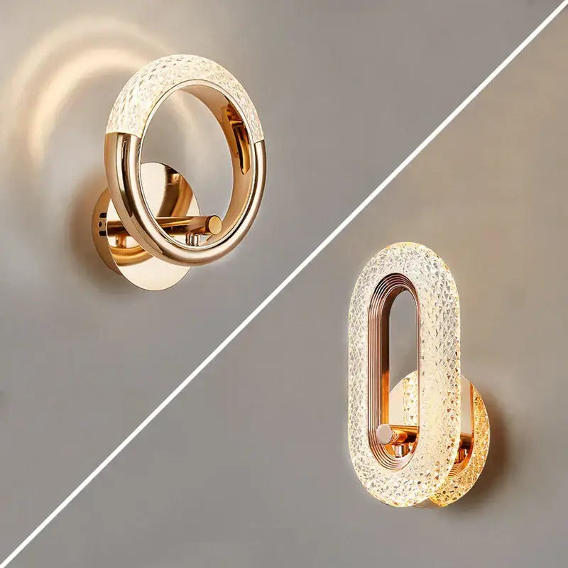 Modern gold crystal led wall lamp living room sconce