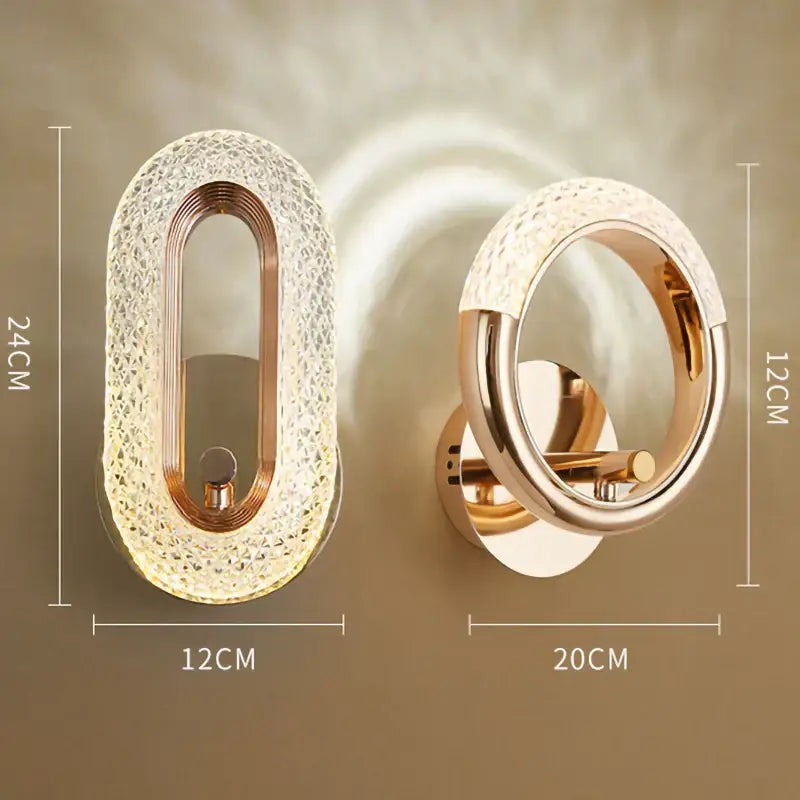 Modern gold crystal led wall lamp living room sconce