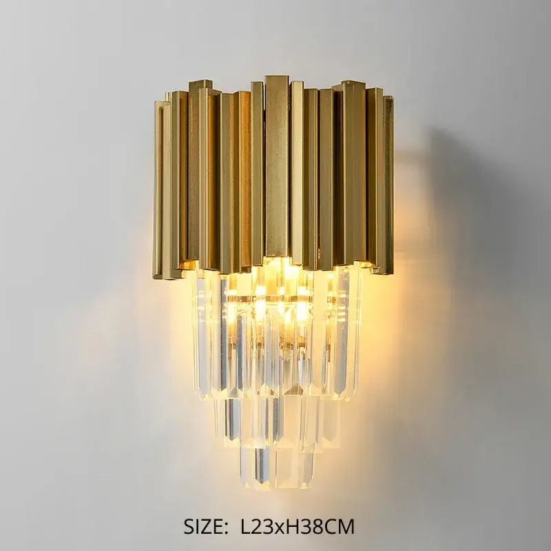 Modern gold crystal led wall lamps bedroom cascading sconce light
