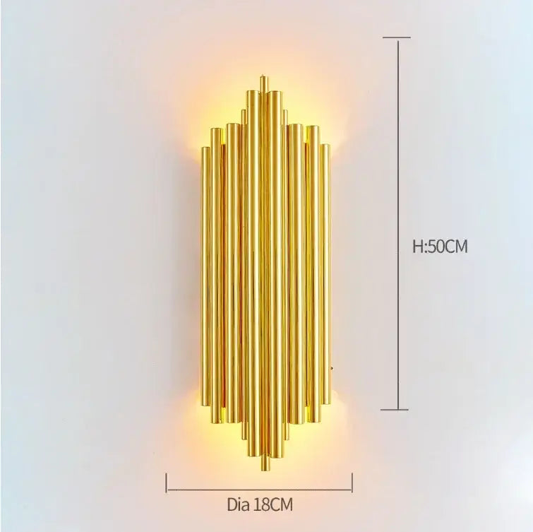 Modern gold crystal led wall lamps bedroom cascading sconce light