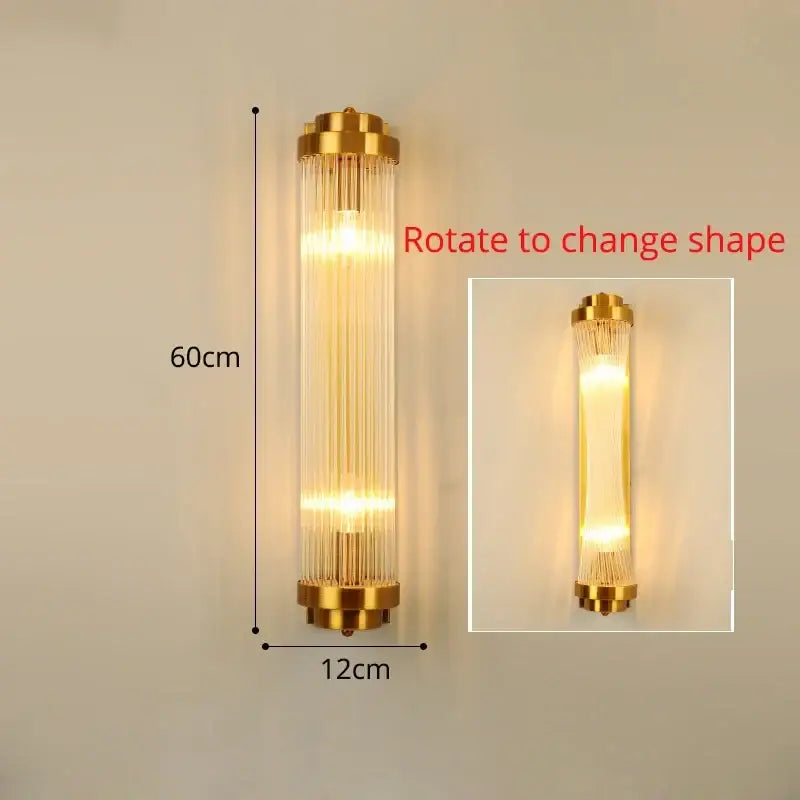Modern gold crystal led wall lamps bedroom cascading sconce light
