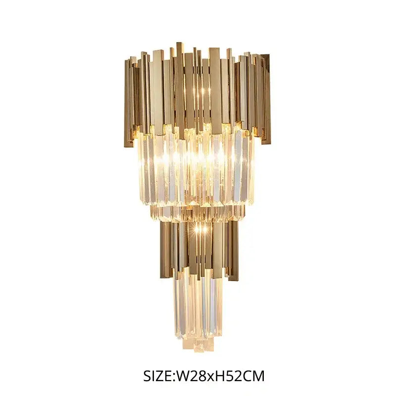 Modern gold crystal led wall lamps bedroom cascading sconce light