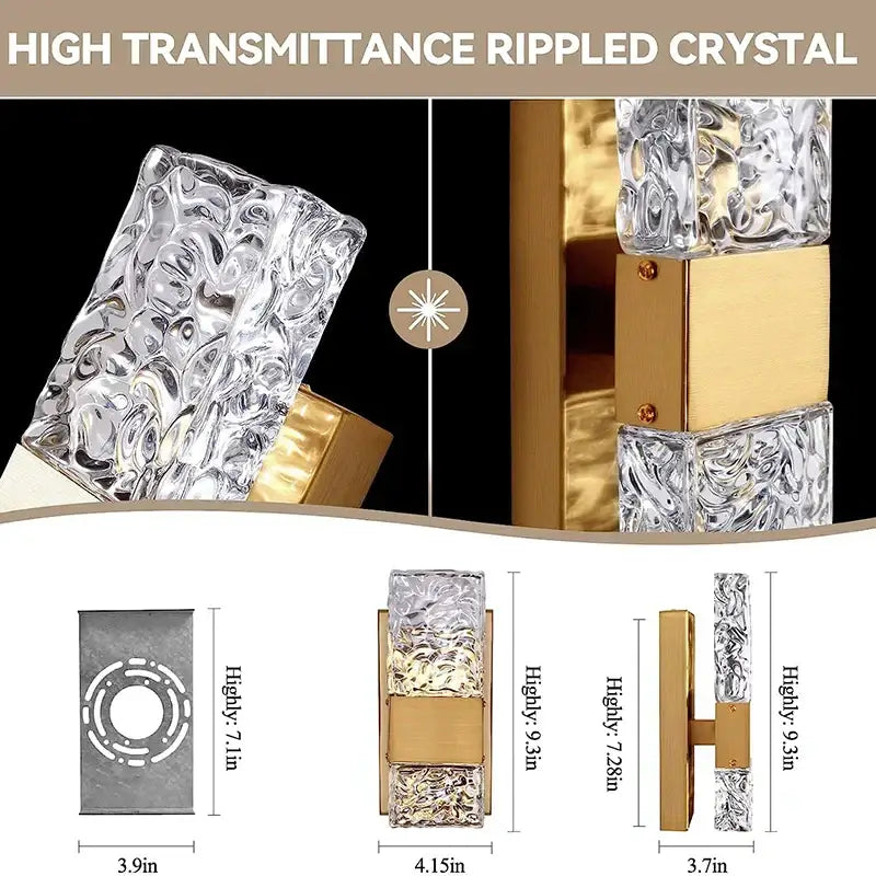 Modern gold crystal led wall light for bedroom dimmable sconce