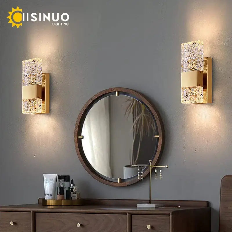 Modern gold crystal led wall light for bedroom dimmable sconce