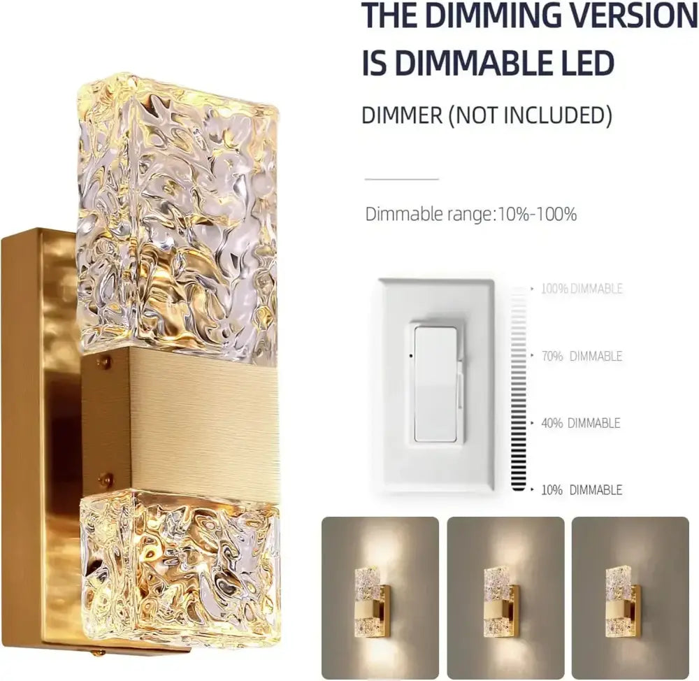 Modern gold crystal led wall light for bedroom dimmable sconce