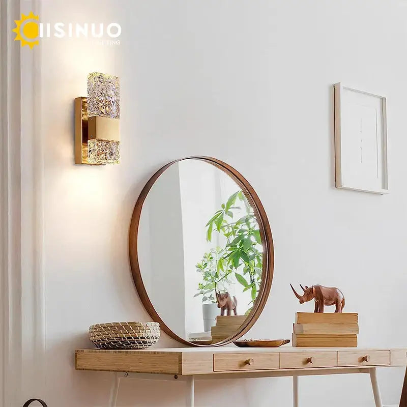 Modern gold crystal led wall light for bedroom dimmable sconce