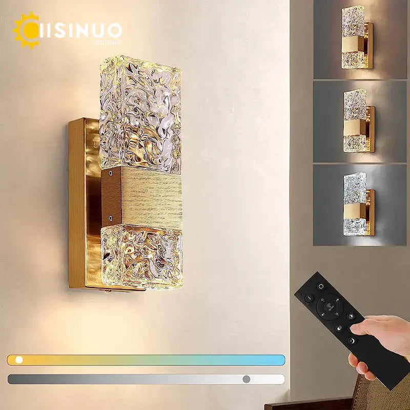 Modern gold crystal led wall light for bedroom dimmable sconce
