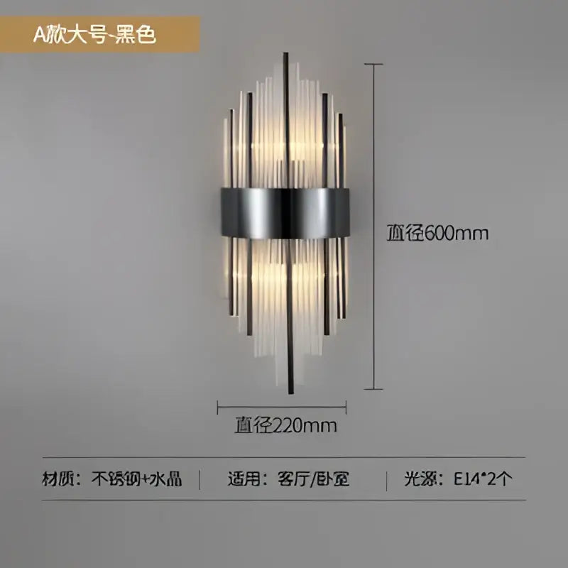 Modern gold crystal led wall light living room glass sconce