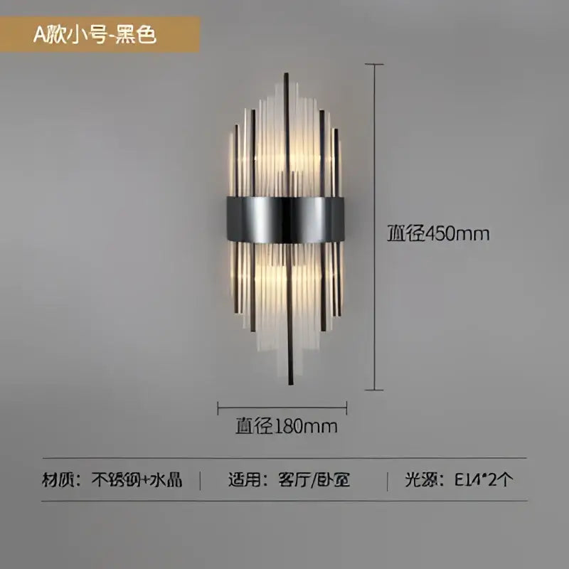 Modern gold crystal led wall light living room glass sconce