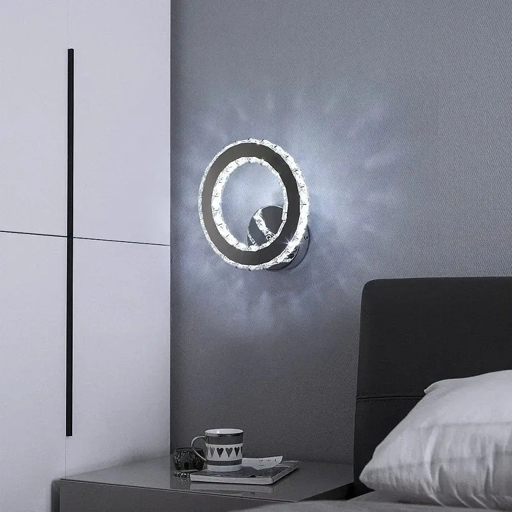 Modern gold crystal led wall light living room glass sconce