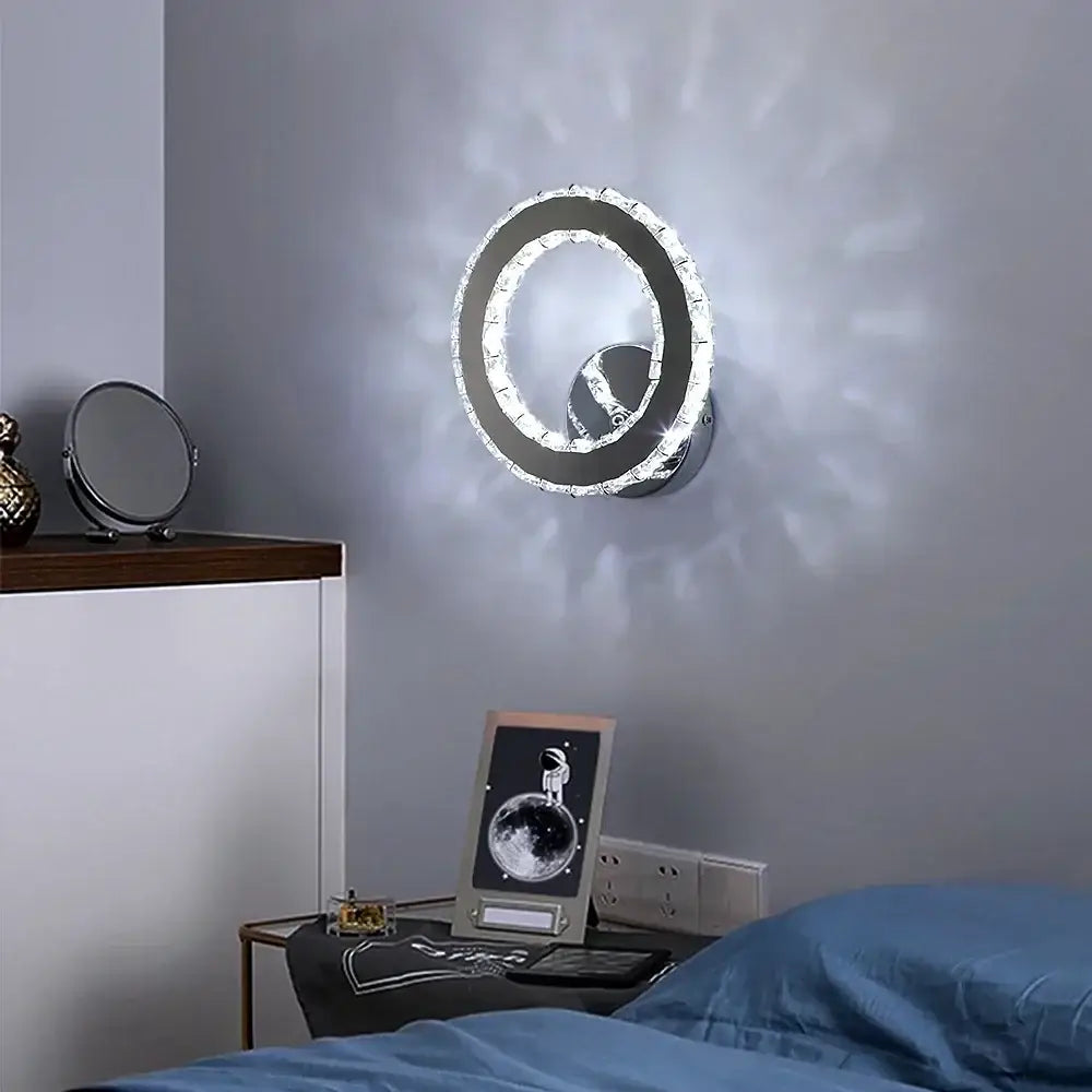 Modern gold crystal led wall light living room glass sconce
