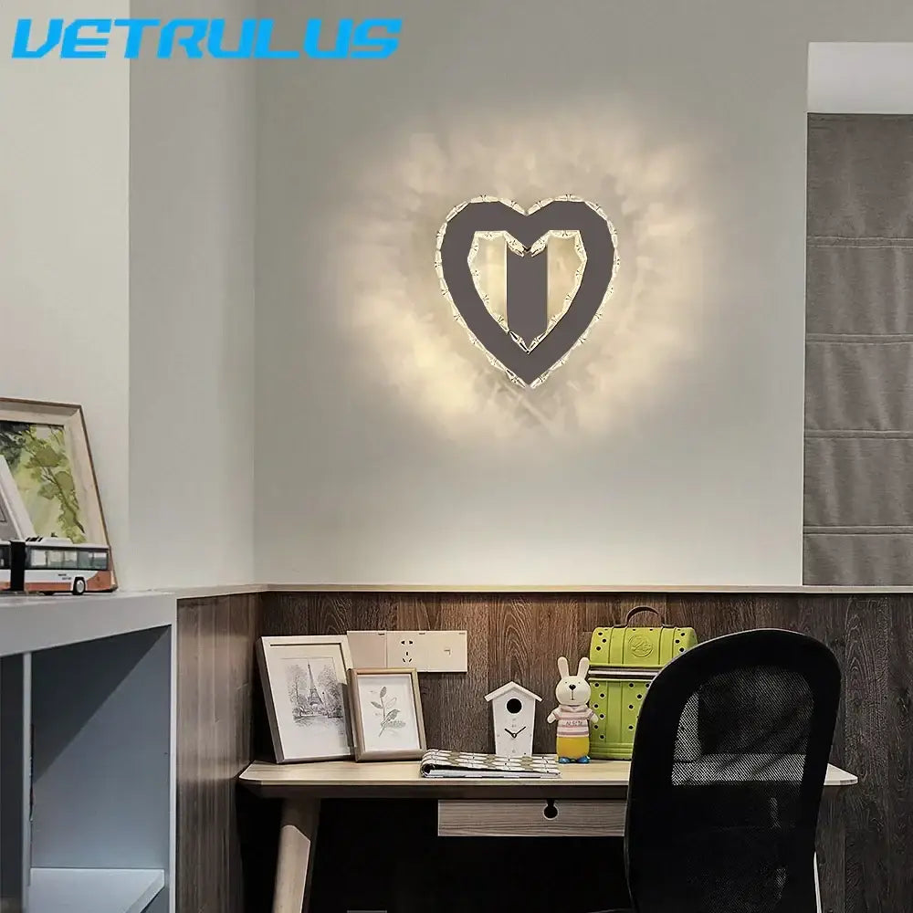 Modern gold crystal led wall light living room glass sconce