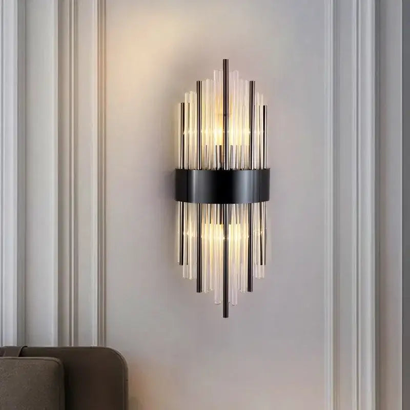 Modern gold crystal led wall light living room glass sconce