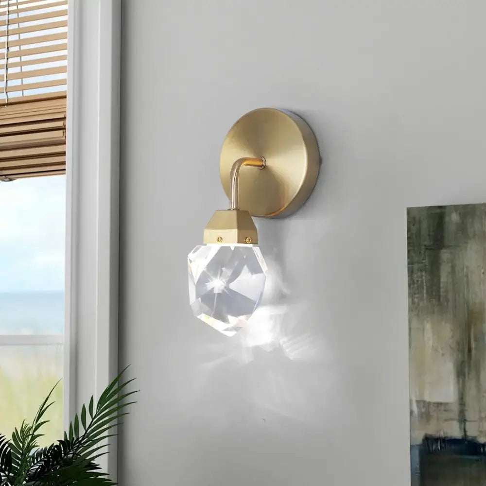 Modern gold crystal led wall sconce for bedroom luxury decor