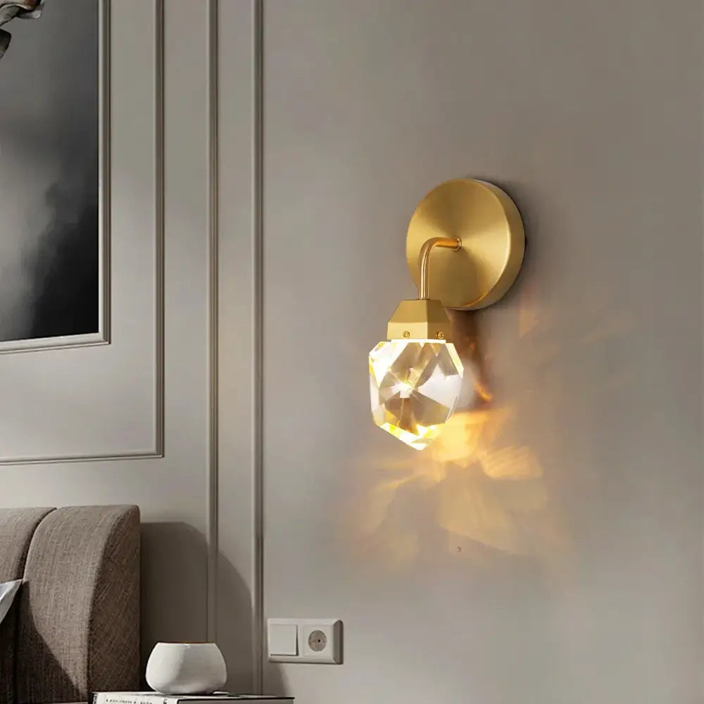 Modern gold crystal led wall sconce for bedroom luxury decor