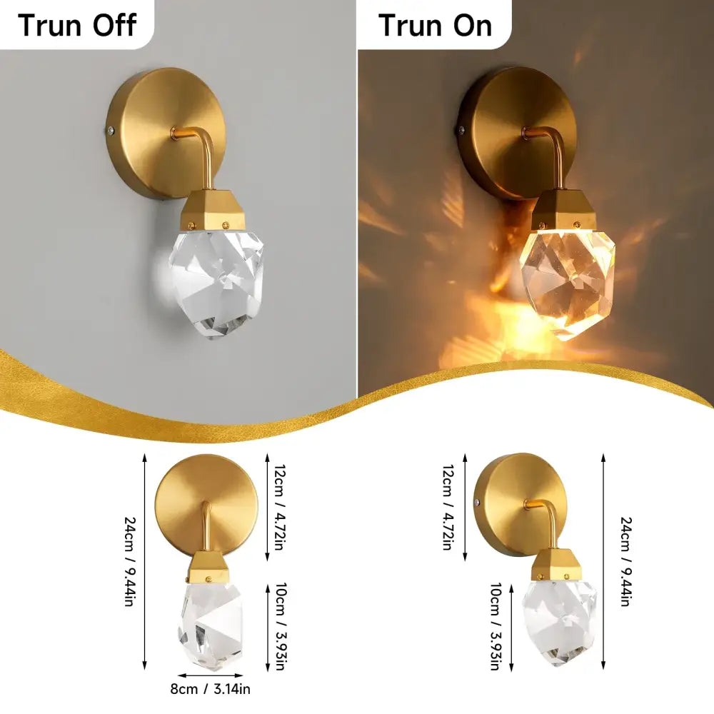 Modern gold crystal led wall sconce for bedroom luxury decor